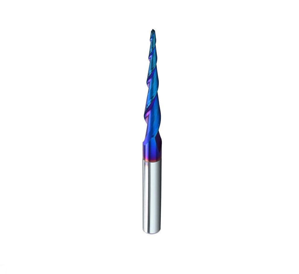 HZBIAO 2.4 Degree Ball Nose Upcut CNC Spiral Router Bit 1/4" Shank 2D & 3D Carving Tapered End Mill Size: 1/8Dx1-1/2CHx1/4SHKx3L STQ488