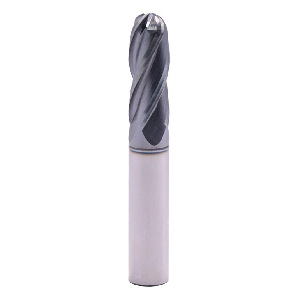 4 Flute Solid Carbide Ball Nose End Mill Cutter(1Pc, 3/8"), AlTiN Coated