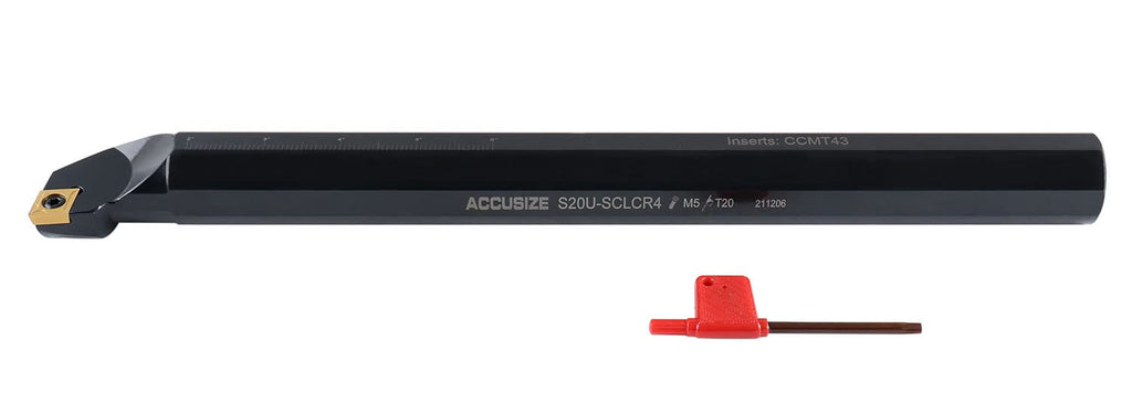 Accusize Industrial Tools 1-1/4'' by 14'' Overall Length, Rh Sclcr Indexable Boring Bar with Ccmt432 Carbide Inserts, P252-S413