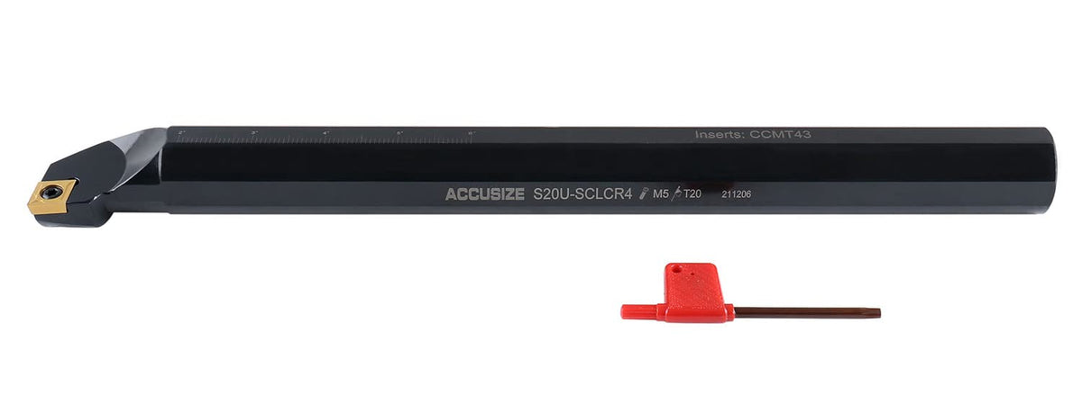 Accusize Industrial Tools 1-1/4'' by 14'' Overall Length, Rh Sclcr Indexable Boring Bar with Ccmt432 Carbide Inserts, P252-S413
