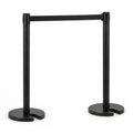 Matte Black Retractable Belt Stanchions, 2 Pack - 6.2ft Belt & Heavy 15lb Steel Base Crowd Control Barriers
