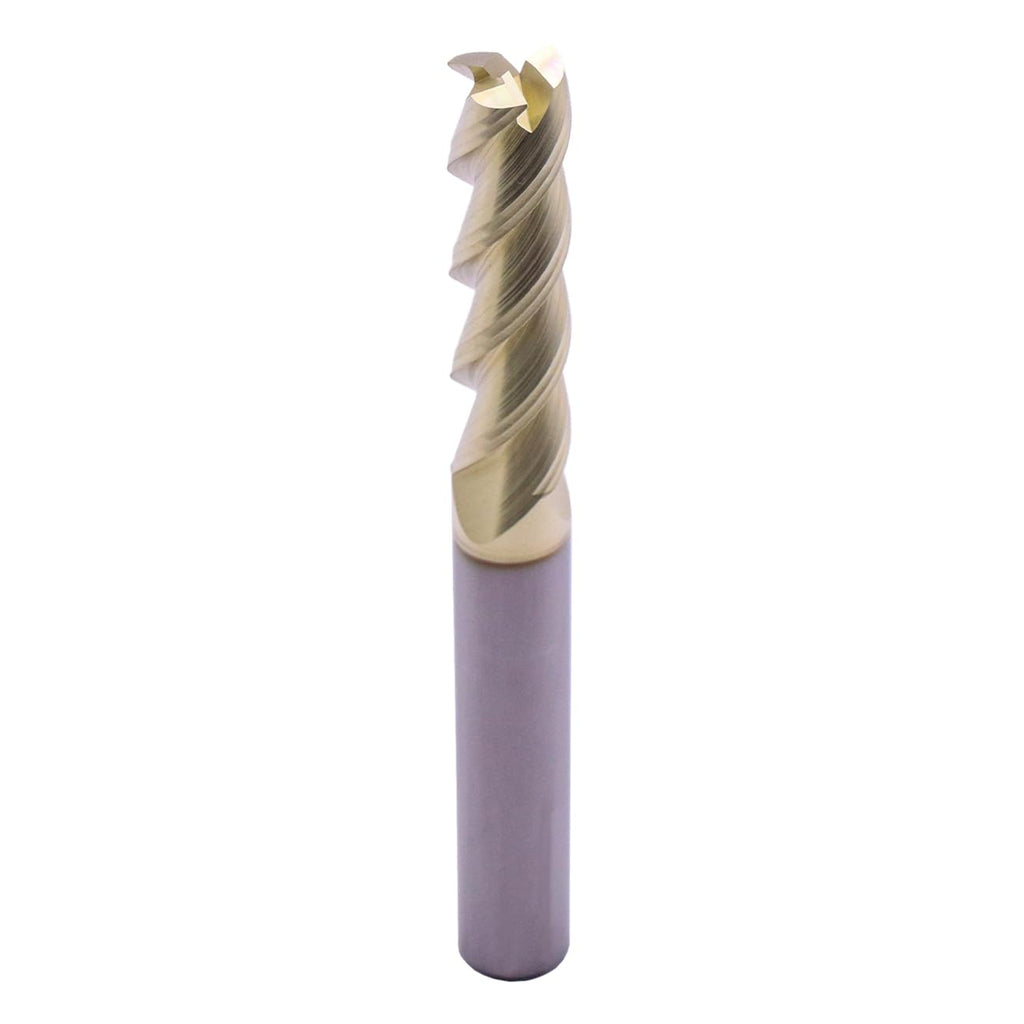 3/8" 3 Flute Solid Carbide Long End Mill, 3-1/2" Overall Length, ZrN Coated