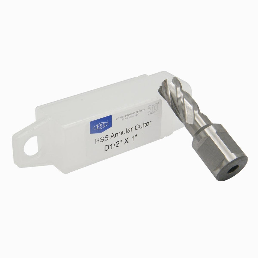EST HSS M2AL Annular Cutter 1" DOC with 3/4" Weldon Shank for Magnetic Drill Press (D1/2" X 1")