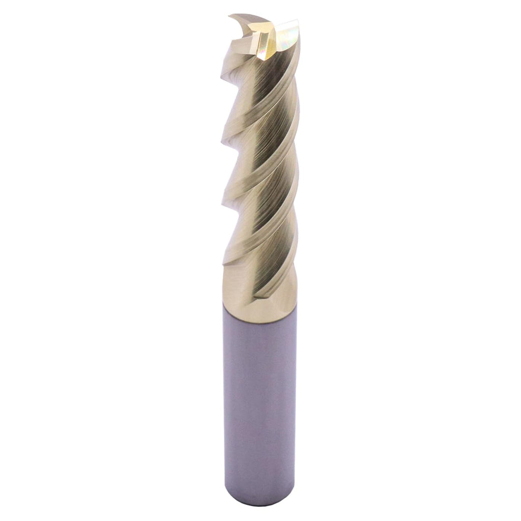 1/2" 3 Flute Solid Carbide Long End Mill, 4" Overall Length, ZrN Coated