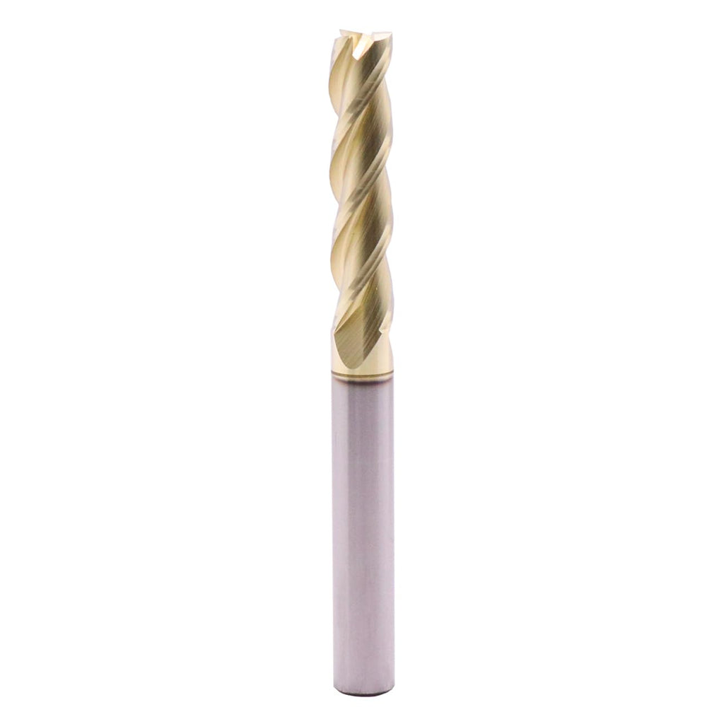 3/8" 3 Flute Solid Carbide Square End Mill for Aluminum, ZrN Coated, 4" OAL