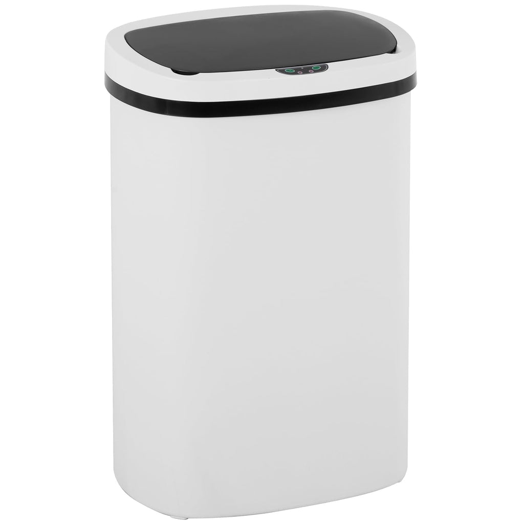 13 Gallon Touchless Trash Can, White, PP Plastic