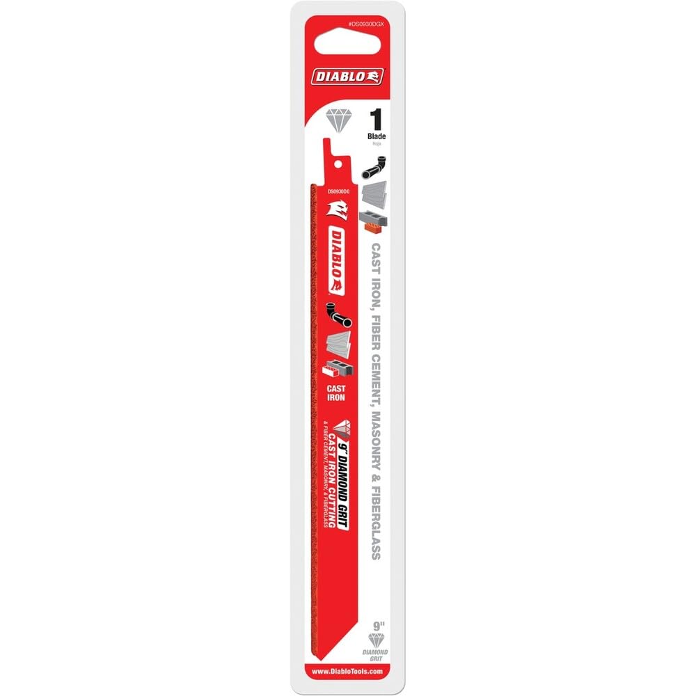 Diablo Diamond Grit Reciprocating Saw Blade - 9" Length, Thin Kerf Design