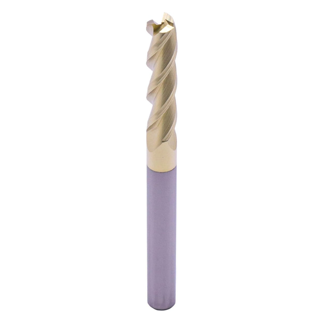 1/4" 3 Flute Solid Carbide Square End Mill, 3" OAL, ZrN Coated for Aluminum