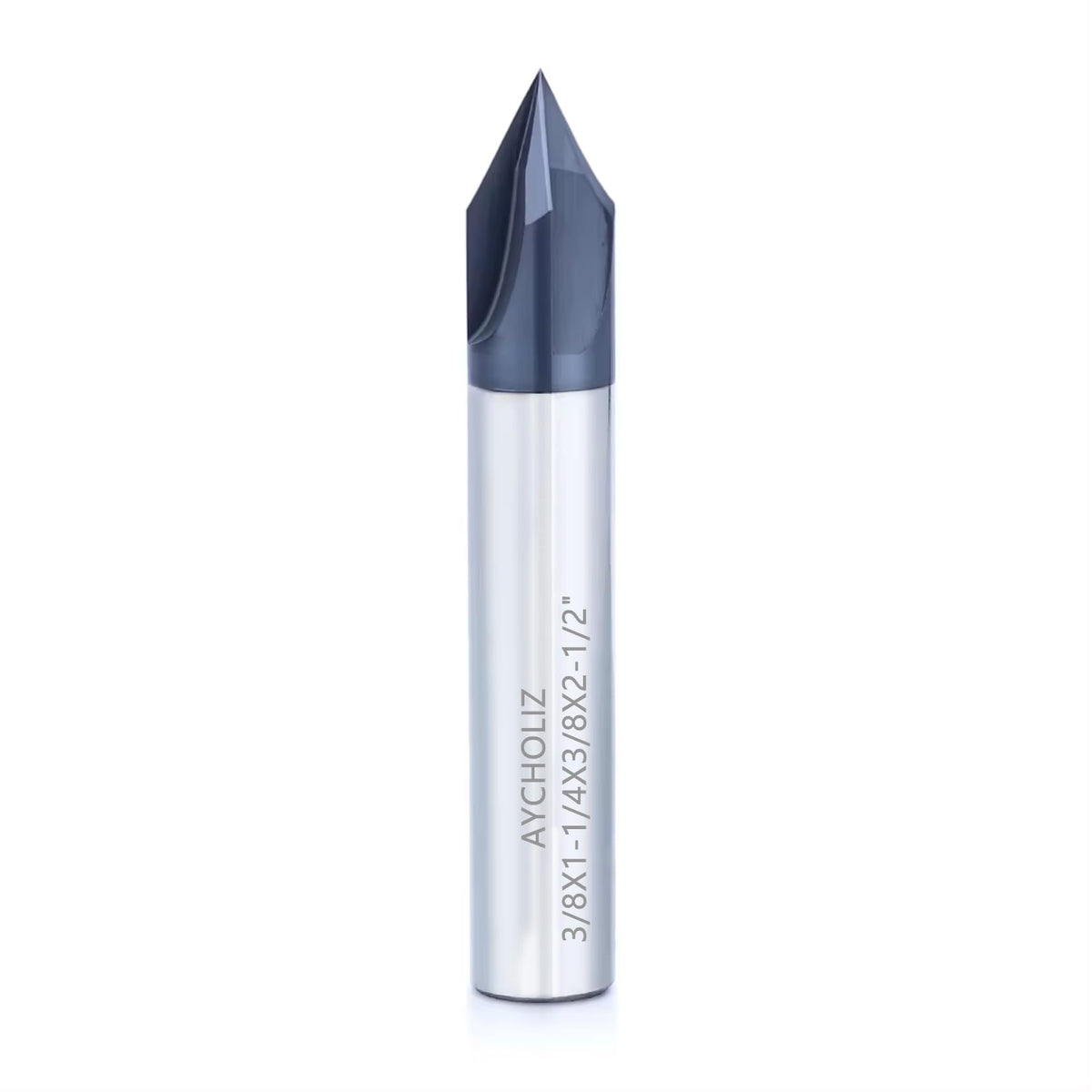 AYCHOLIZ 60 Degree Chamfer End Mill 3/8" Diameter Carbide Chamfering Mill 4 Flute CNC V Bit for Chamfering (AlTiN Coated)
