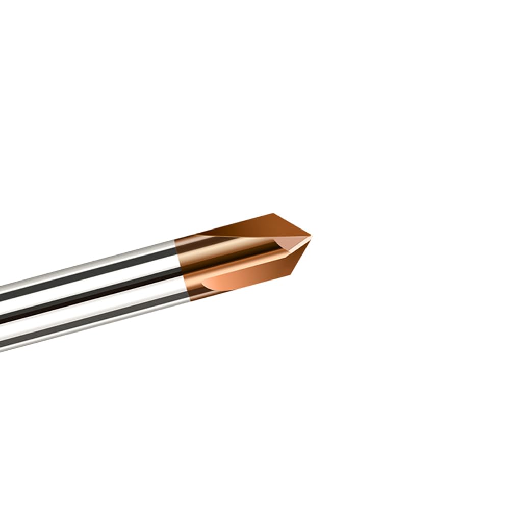 sisona Carbide Chamfer End Mill 90 Degree 3/8" Shank Dia - Carving Bits, V Groove,Tisin Coated 3 Flute- for Alloy Steels, Hardened Steels