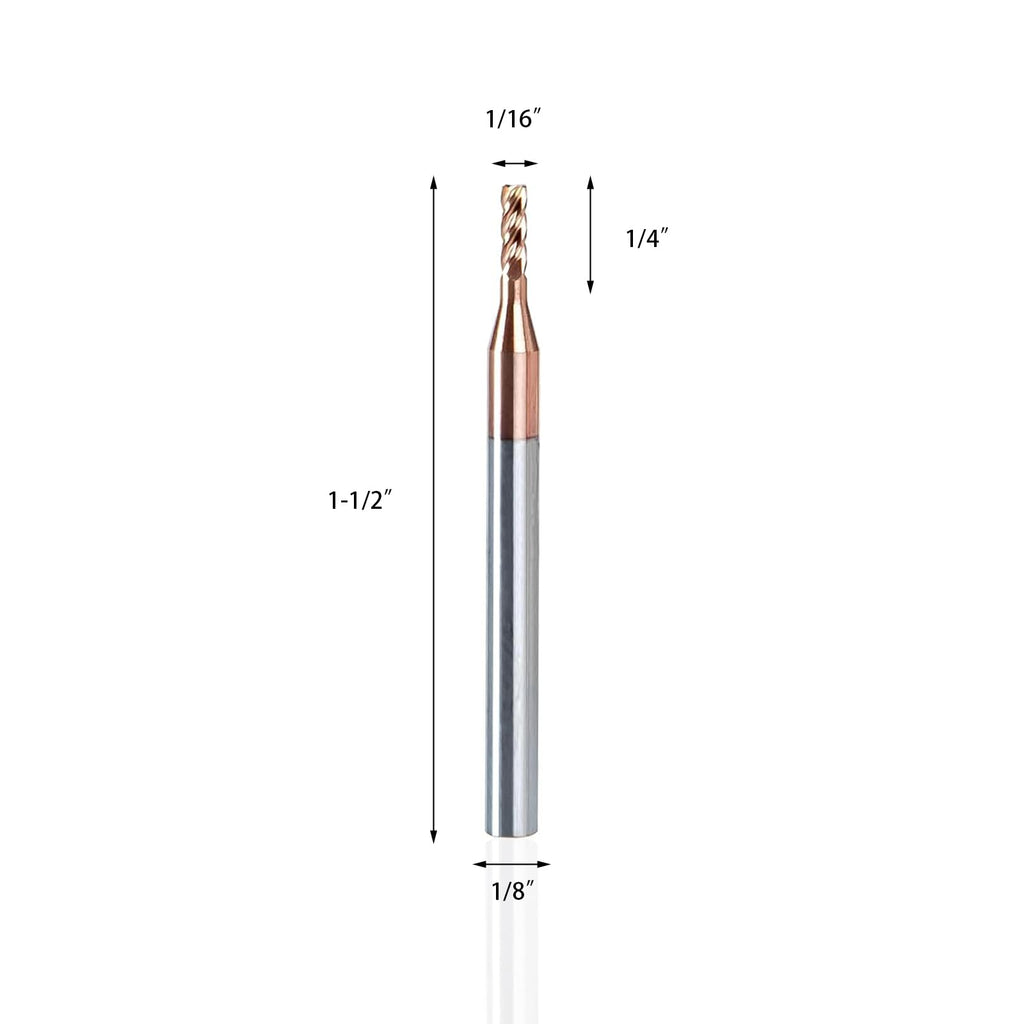 NZ 4 Flute 1/16" Square End Mill TiSiN-Coated Carbide for Hardened Stainless Alloy Steel Titanium Cast Iron