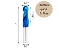 1/2" Shank Ball Nose End Mill CNC Router Bits Carbide Spiral Milling Tool