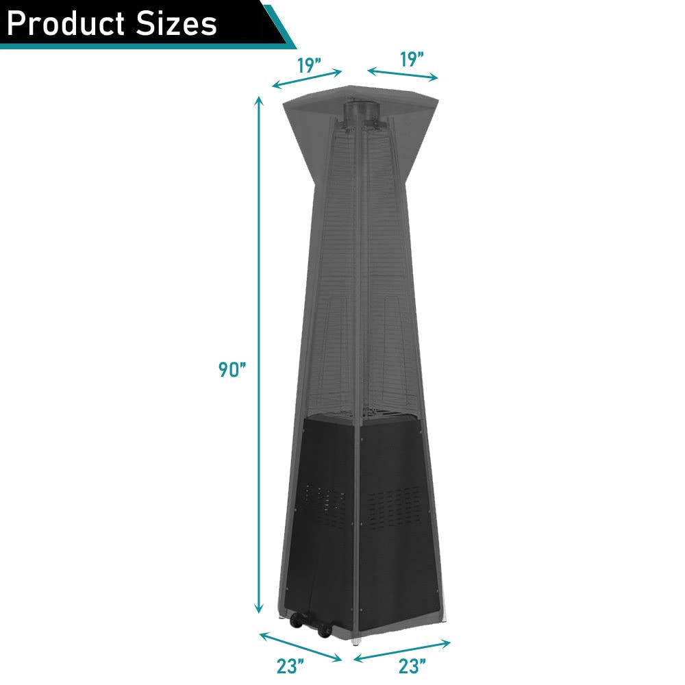 Patio Heater Cover Outdoor Waterproof 600D Heavy Duty Outside Pyramid Torch Heater Cover with Zipper 23" x 23" x 90"