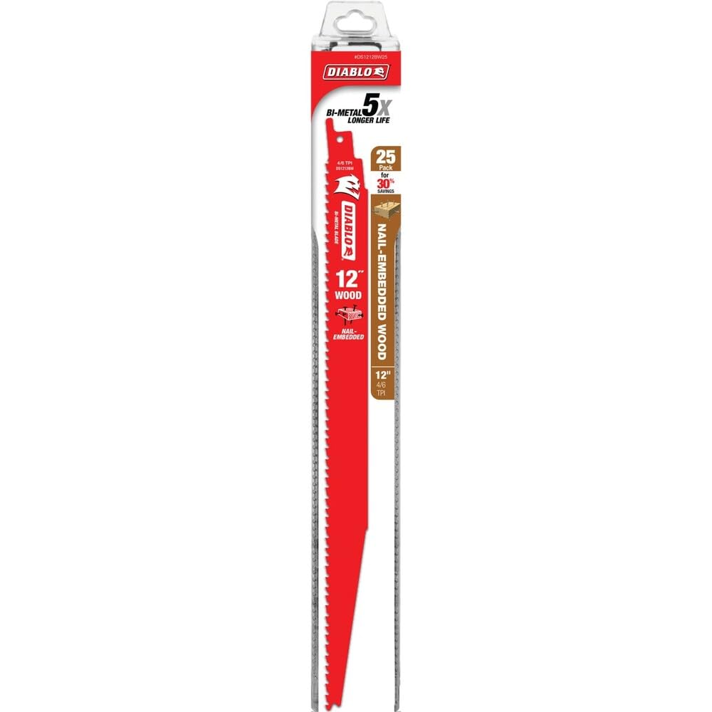 Diablo Bi-Metal Reciprocating Saw Blade - 12" Length, 4/6 TPI, 25-Pack