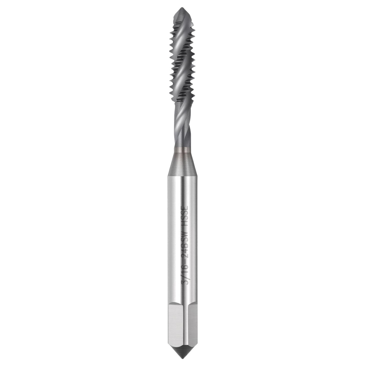 Workkyma 3/16-24 BSW Spiral Flute Thread Tap M35 High Speed Steel TICN