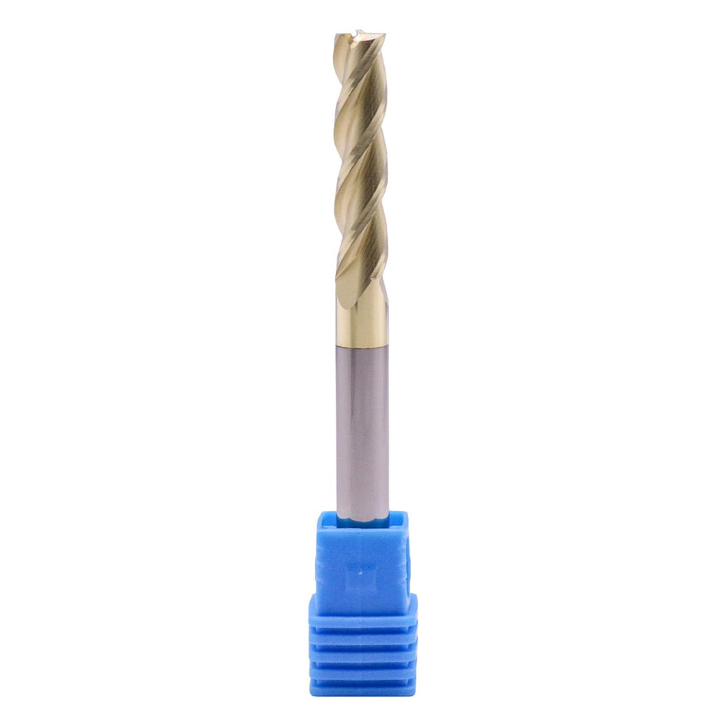 1/4" 3 Flute Solid Carbide Square End Mill, 3" OAL, ZrN Coated for Aluminum