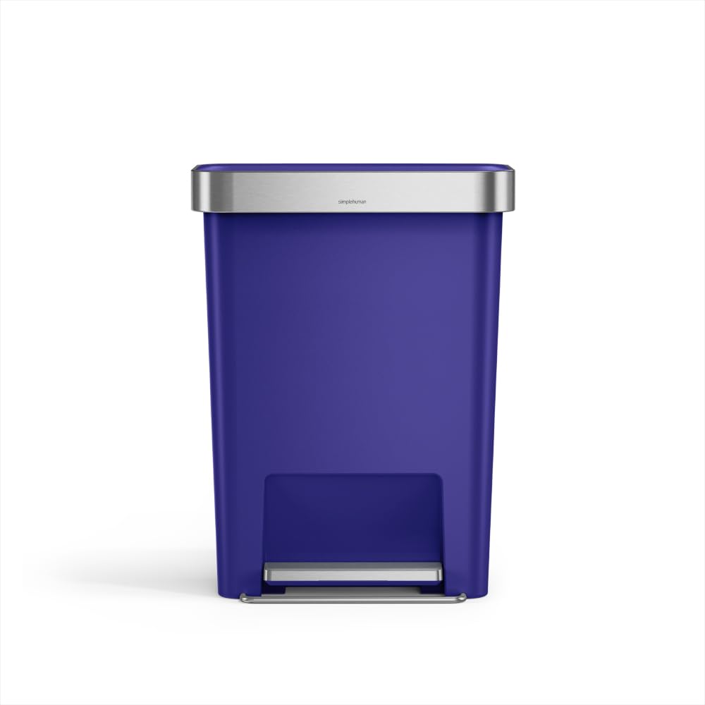 Hybrid Step Can, 45L / 12 Gallon Rectangular Kitchen Trash Can, Studio Edition, Liner Rim System, Liner Pocket