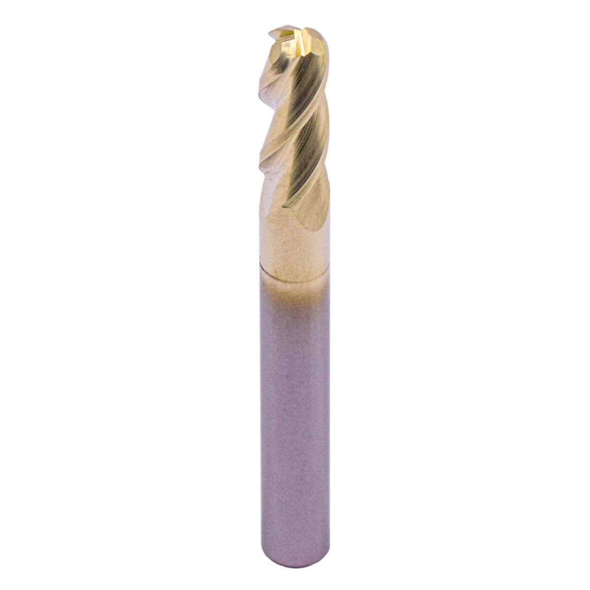 1/4" 3 Flute Ball Nose Solid Carbide End Mill for Aluminum - ZrN Coated