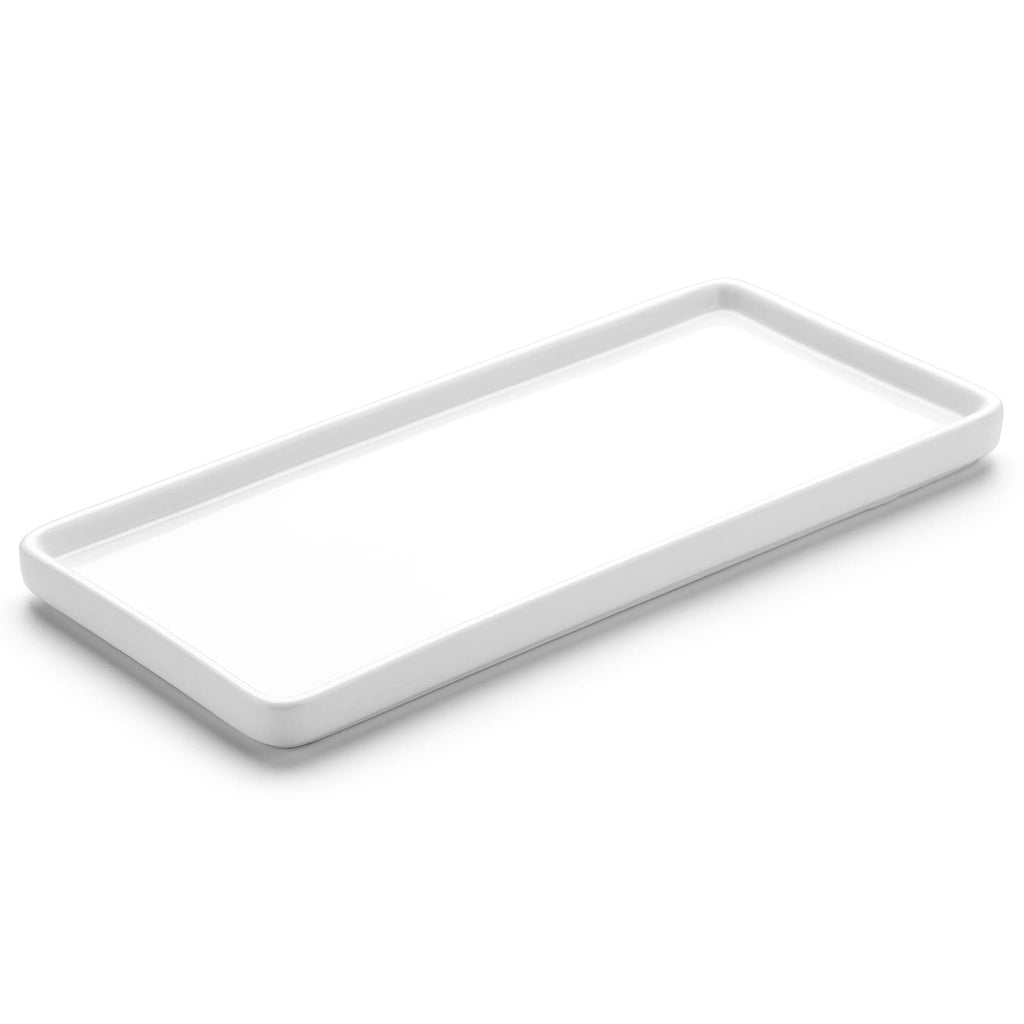 10" Ceramic Vanity Tray for Bathroom Counter - Large Rectangle Kitchen Soap Tray - Ceramic Trays for Kitchen Counter