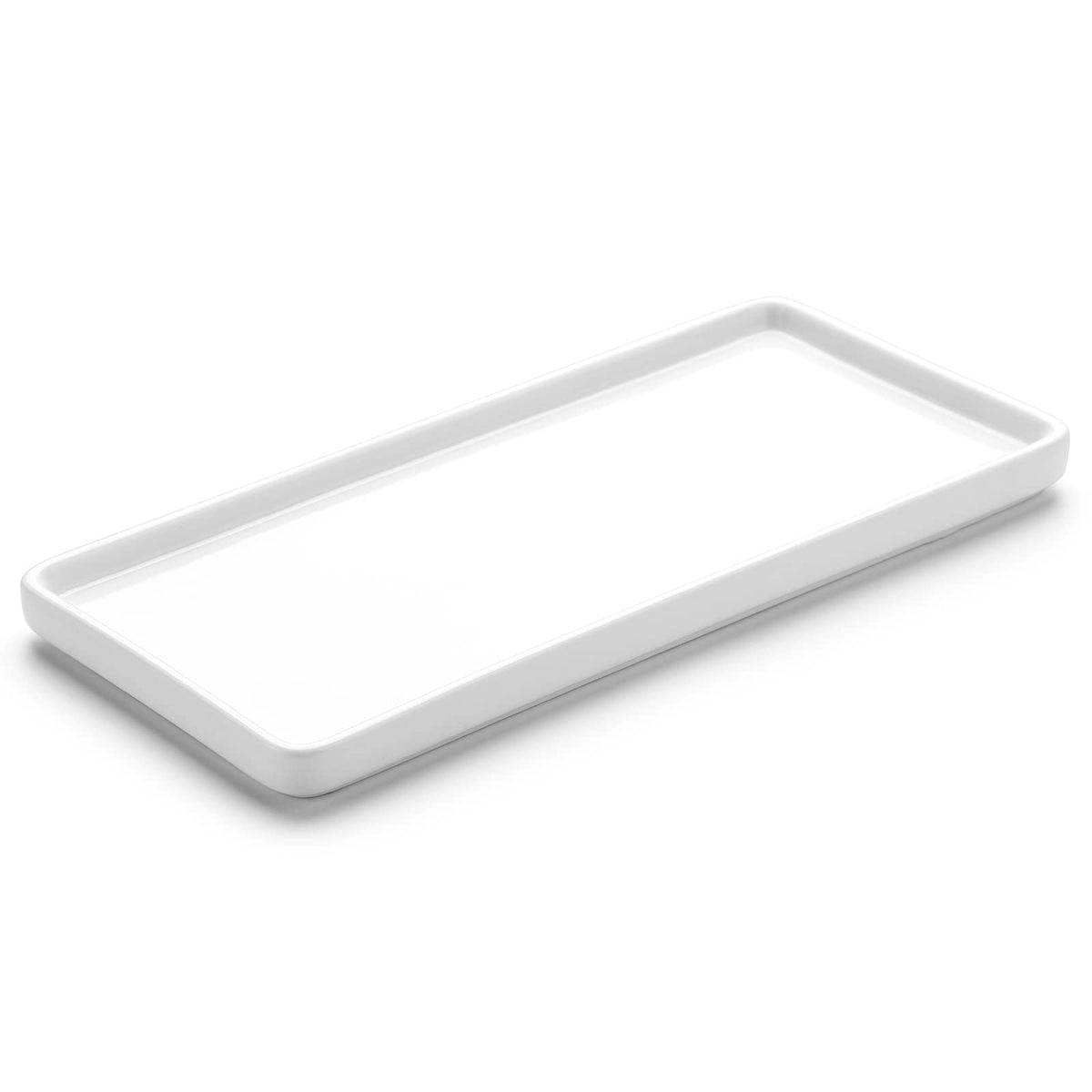 10" Ceramic Vanity Tray for Bathroom Counter - Large Rectangle Kitchen Soap Tray - Ceramic Trays for Kitchen Counter