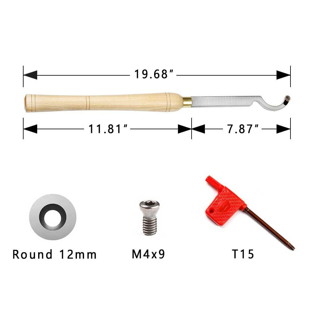 YUFUTOL Swan Neck Hollowing Tool Carbide Tipped Wood Turning Tools