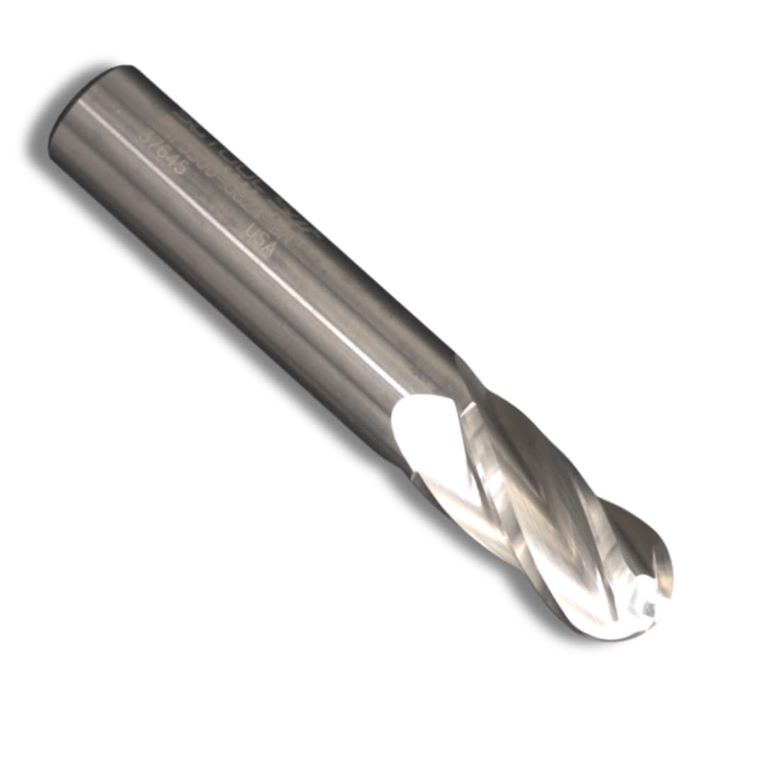 S4F 4-Flute 9/16" Carbide End Mill Ball Nose 1-1/4" LOC | Uncoated SCT30255