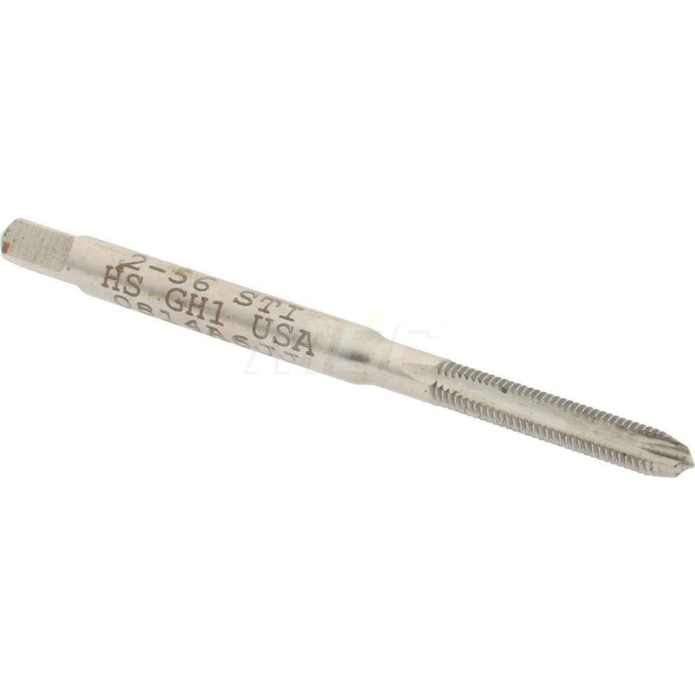 Hertel Spiral Point STI Tap, #2-56 UNC, 2 Flutes, Plug, High Speed Steel, Bright/Uncoated, 1-7/8" OAL, 9/16" Thread Length