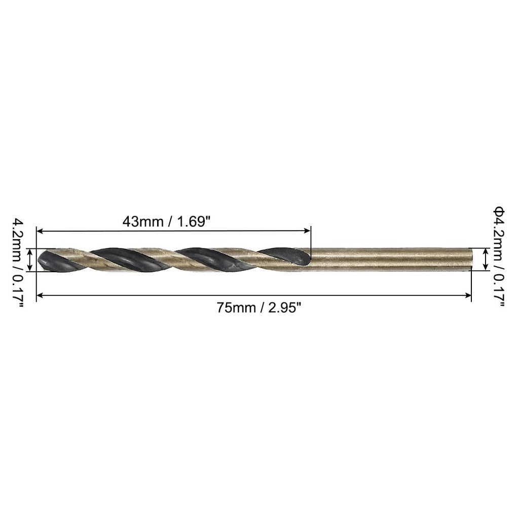 uxcell 24pcs Straight Shank Twist Drill Bits 4.2mm Gold Titanium & Black Nitride Coated High Speed Steel (HSS) 4341 with 4.2mm Shank for Stainless Steel Alloy Metal Plastic Wood