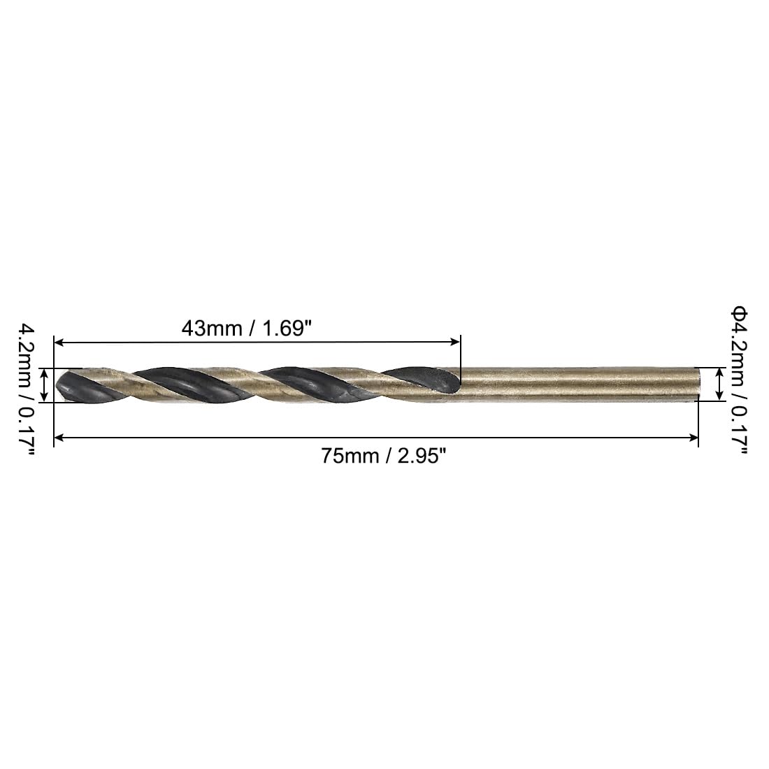 uxcell 24pcs Straight Shank Twist Drill Bits 4.2mm Gold Titanium & Black Nitride Coated High Speed Steel (HSS) 4341 with 4.2mm Shank for Stainless Steel Alloy Metal Plastic Wood