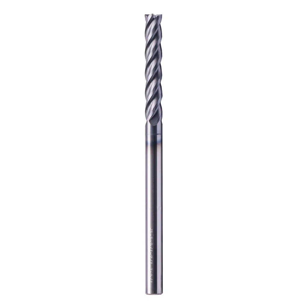 1/4" 4 Flute Solid Carbide Long Square End Mill, 4" OAL, AlTiN Coated
