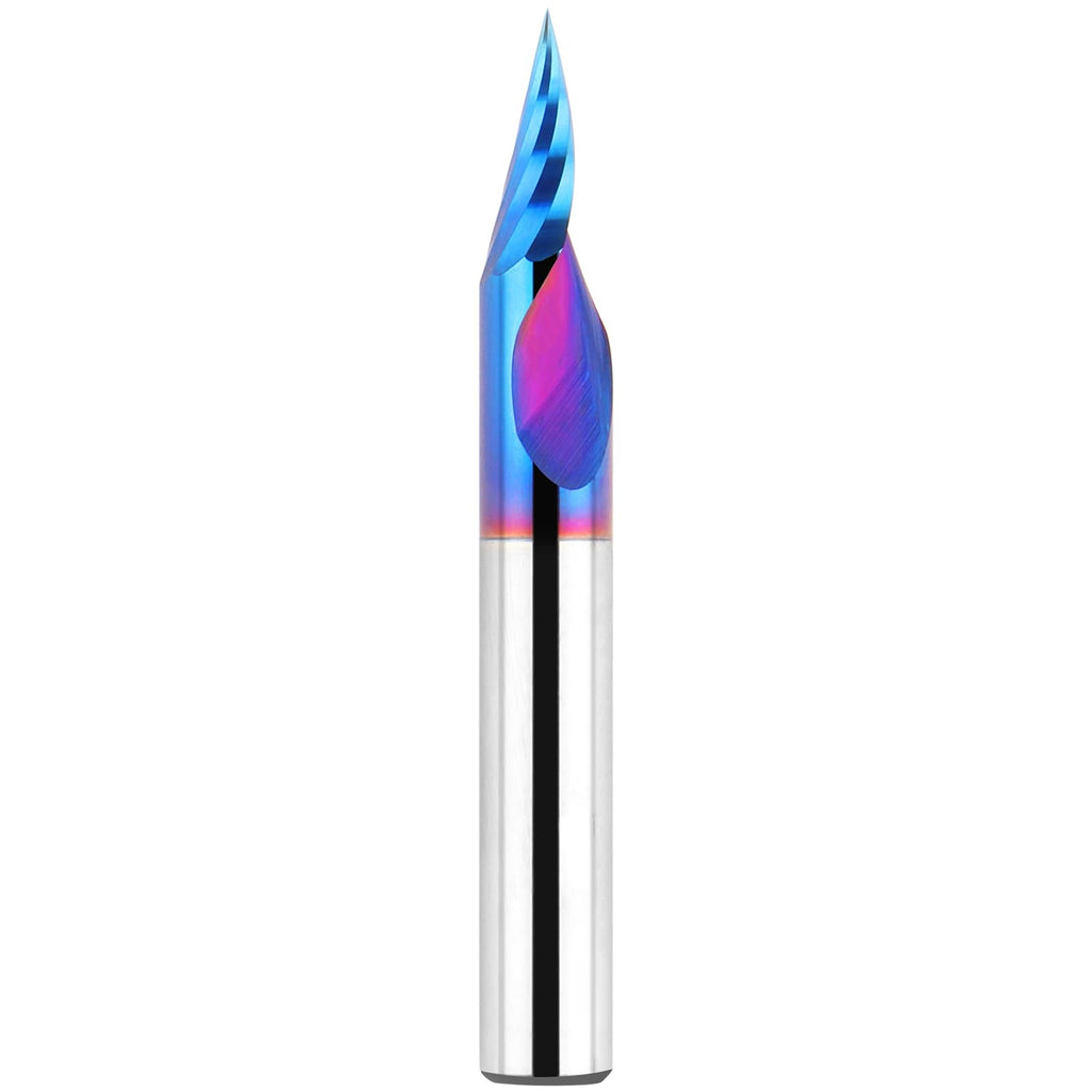EANOSIC Chamfer End Mill V Groove O Flute Spiral Router Bit 30 Degree 1/4 Inch Shank, Single Flute CNC Carbide V-bit for Engraving Chamfering Lettering, Ideal for Wood, Plywood, MDF, PVC and Acrylic
