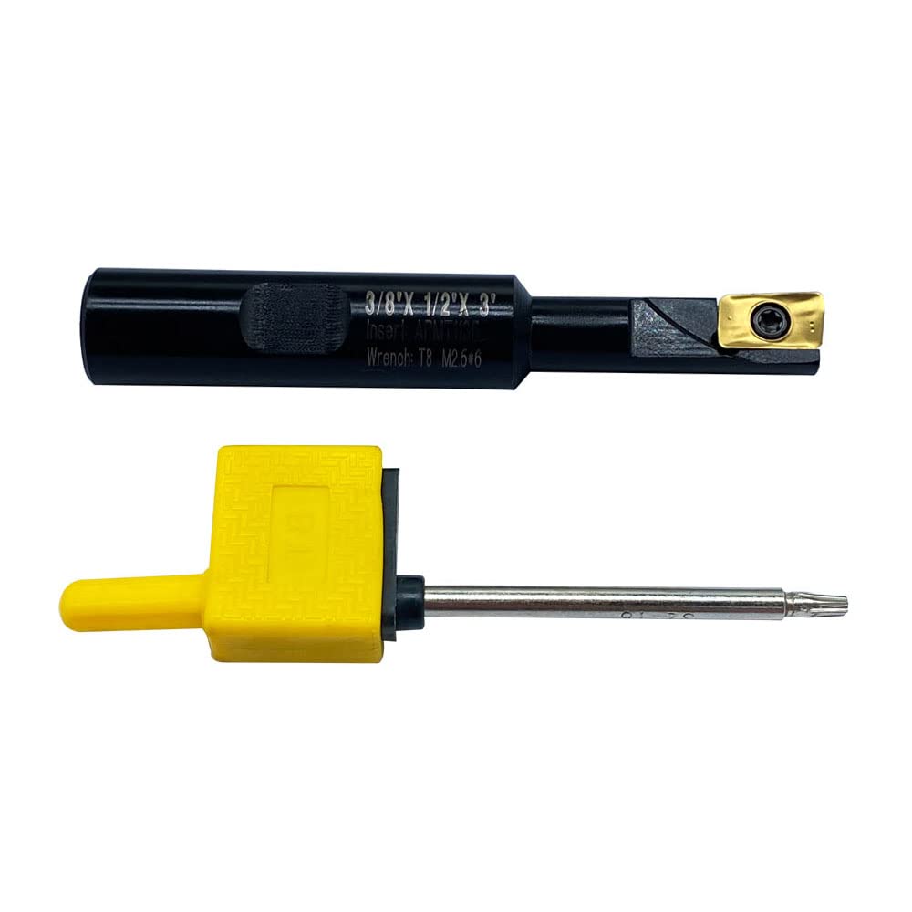 GBJ APMT1135 Indexabler Face Milling Inserts with 90 Degs Square Shoulder Indexable Milling Tool Holder 1/2in Shank for Steel Cutting Semi-Finishing (3/8in milling Holder+1pc APMT1135)