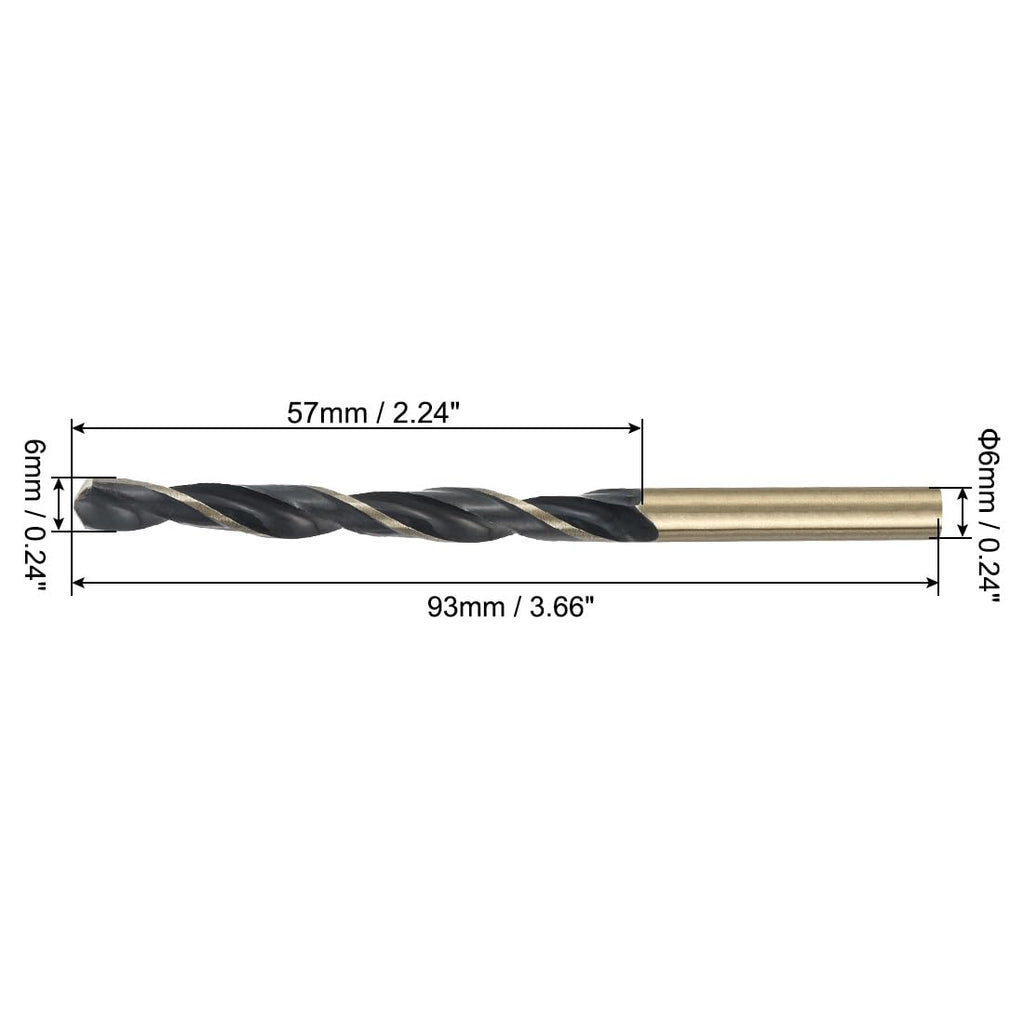 uxcell 10pcs Straight Shank Twist Drill Bits 6mm Gold Titanium & Black Nitride Coated High Speed Steel (HSS) 4341 with 6mm Shank for Stainless Steel Alloy Metal Plastic Wood
