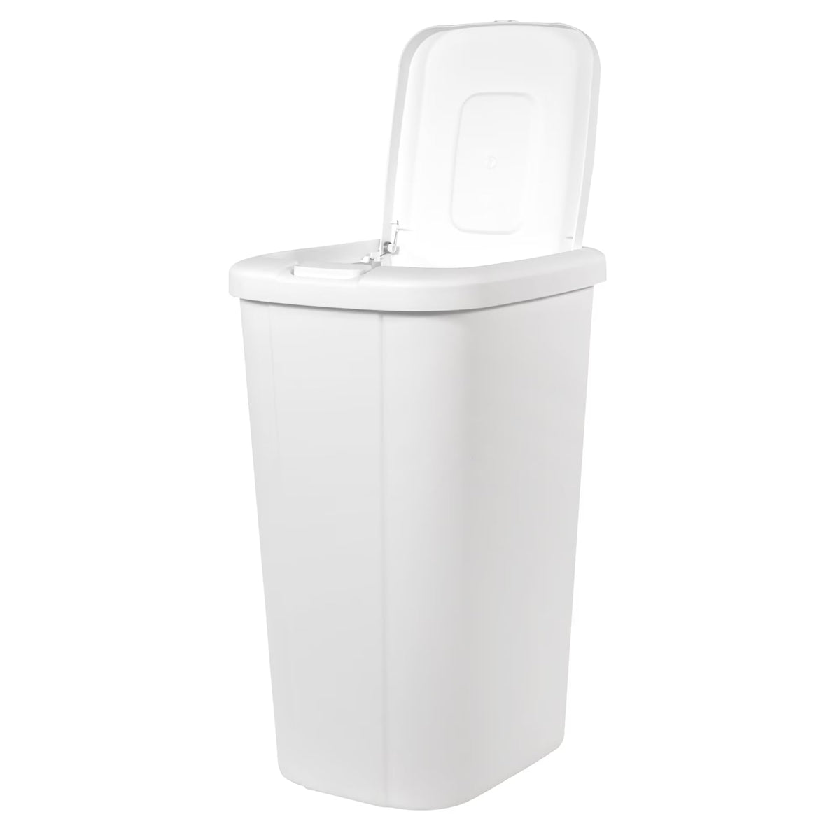 13.3 Gallon Kitchen Trash Can, Touch Top Push Lid, Slim Plastic Bin, White