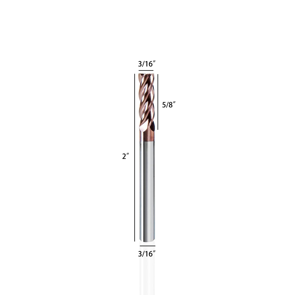 NZ 3/16" 4-Flute Square End Mill, TiSiN-Coated Carbide (HRC55) — for Machining Hardened Steel, Alloy Steels & Cast Iron | 5-Pack