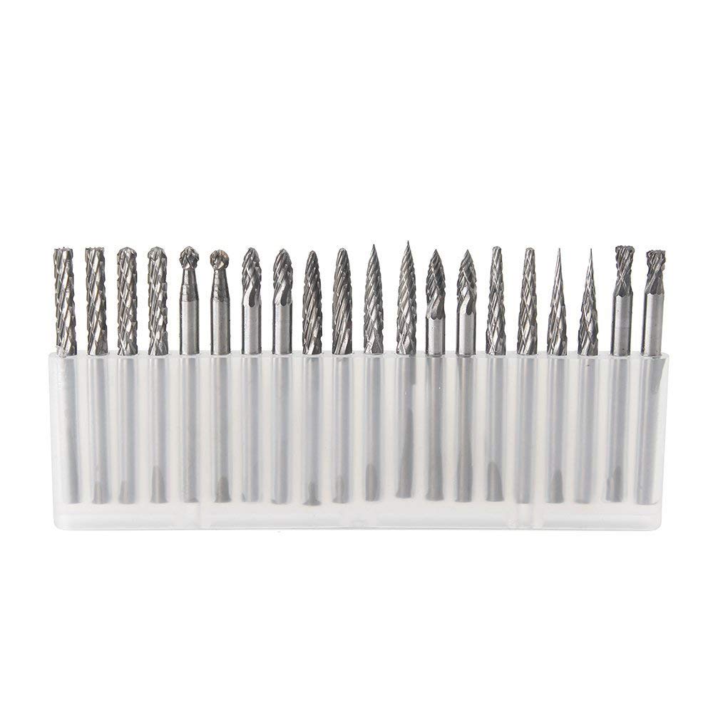 YUFUTOL 20pcs Solid Carbide Burr Set 0.118‘’（3mm） Shank