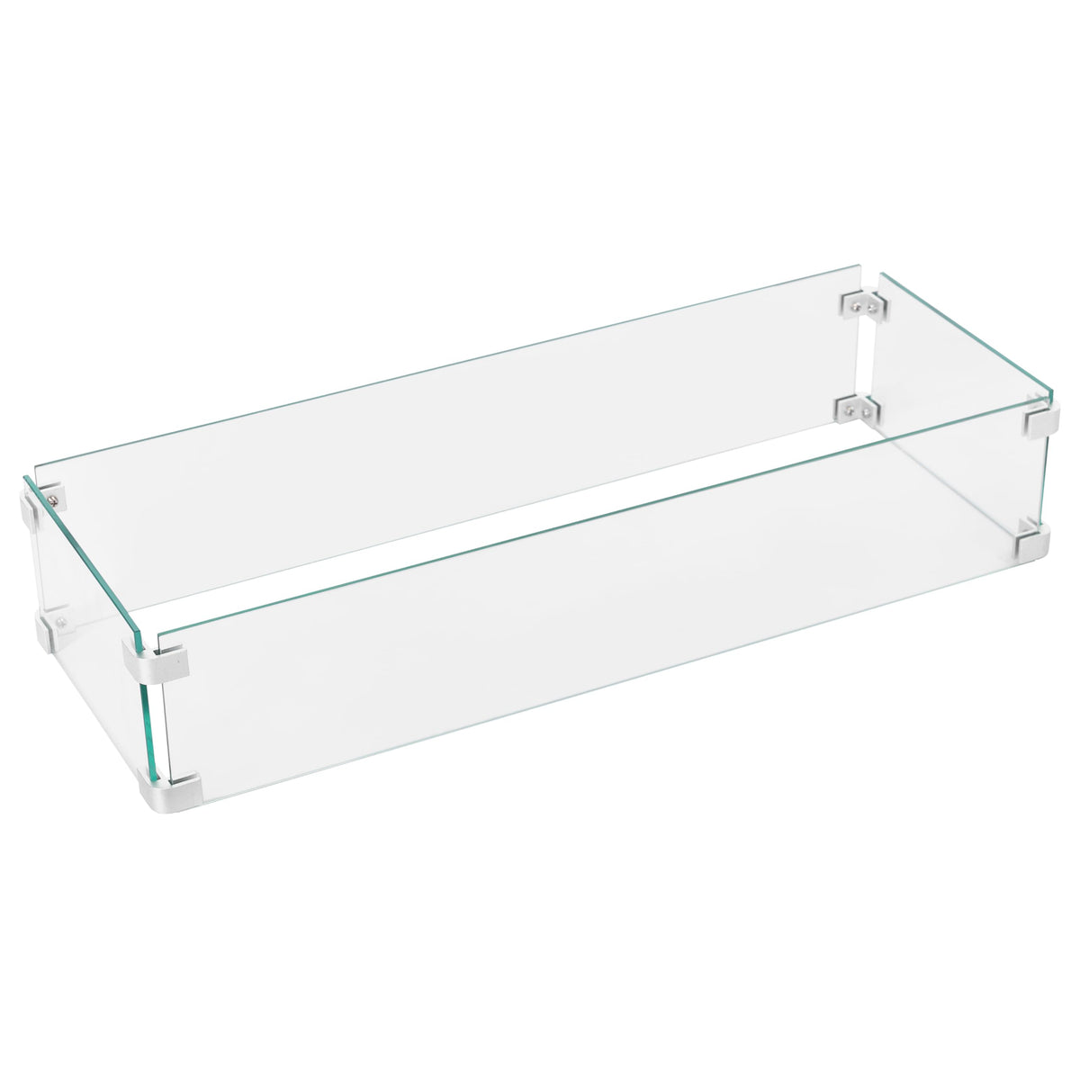 Tempered Glass Wind Guard for Rectangular Propane Fire Pit Table 28.7''*10.2''*5.5'' Inch, Durable Flame Guard Shield