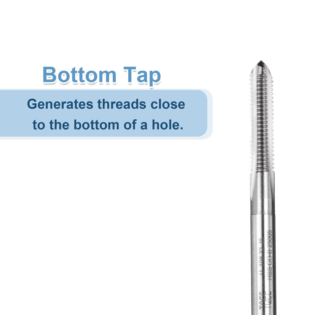 uxcell Hand Bottom Tap #10-32 UNF 2B Thread Bottoming Style Threading Taps