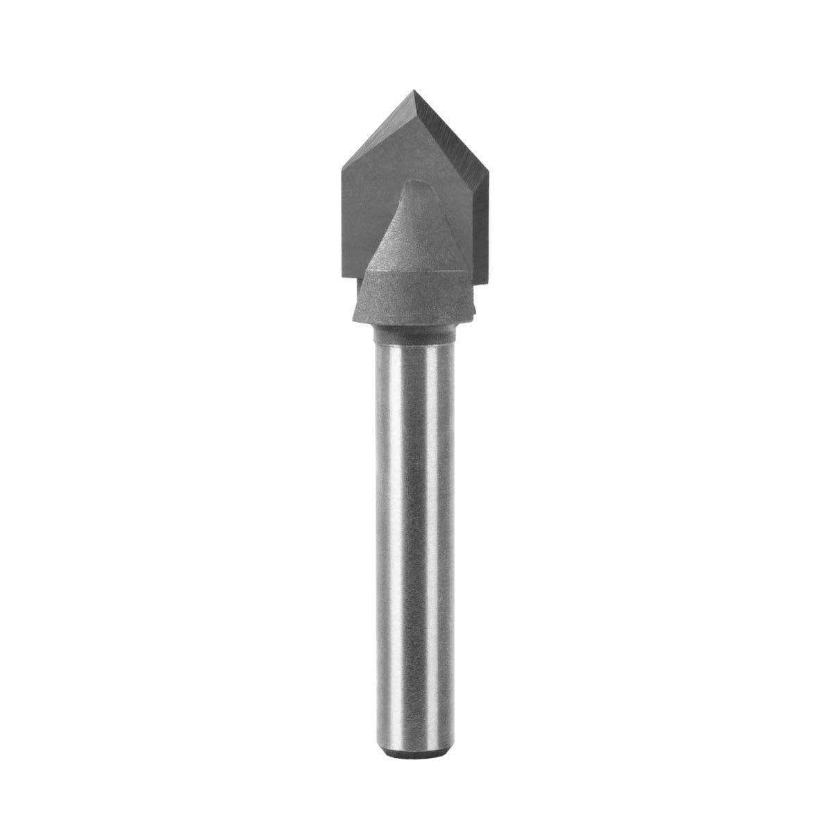 POWERTEC 90 Degree V-Groove Router Bit, 1/4" Shank, 1/2" Cutting Diameter, 21/64" Cutting Length, Carbide End Mill CNC Engraving Bit for Routers & CNC Machines, Sign and Plaque Carving (73006)