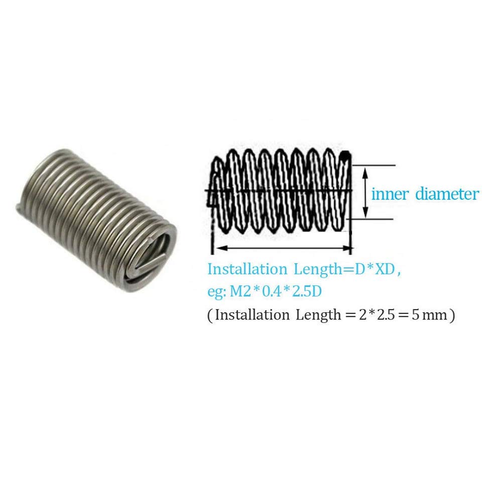 5Pcs M14x2.0x1D Helicoil Thread Repair Insert Coil A2 304 Stainless Steel (5Pcs, M14*2.0 * 1D)