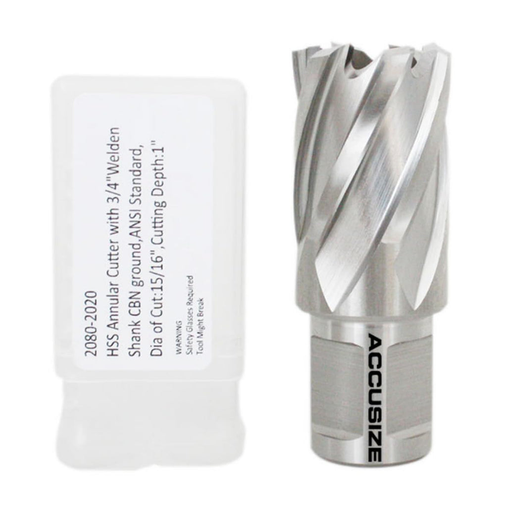 Accusize HSS Annular Cutter 15/16 x 1 in Cutting Depth, 3/4" Weldon Shank