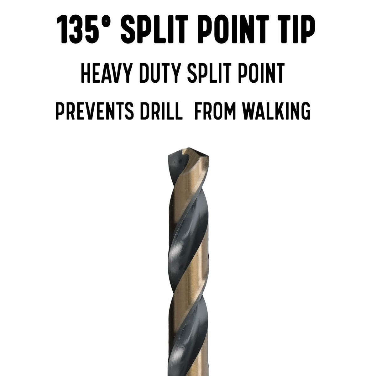 Drill America 15/32" High Speed Steel Black & Gold KFD Split Point Mechanic Length Drill Bit with 3-Flat Shank (Pack of 6), KFD Series