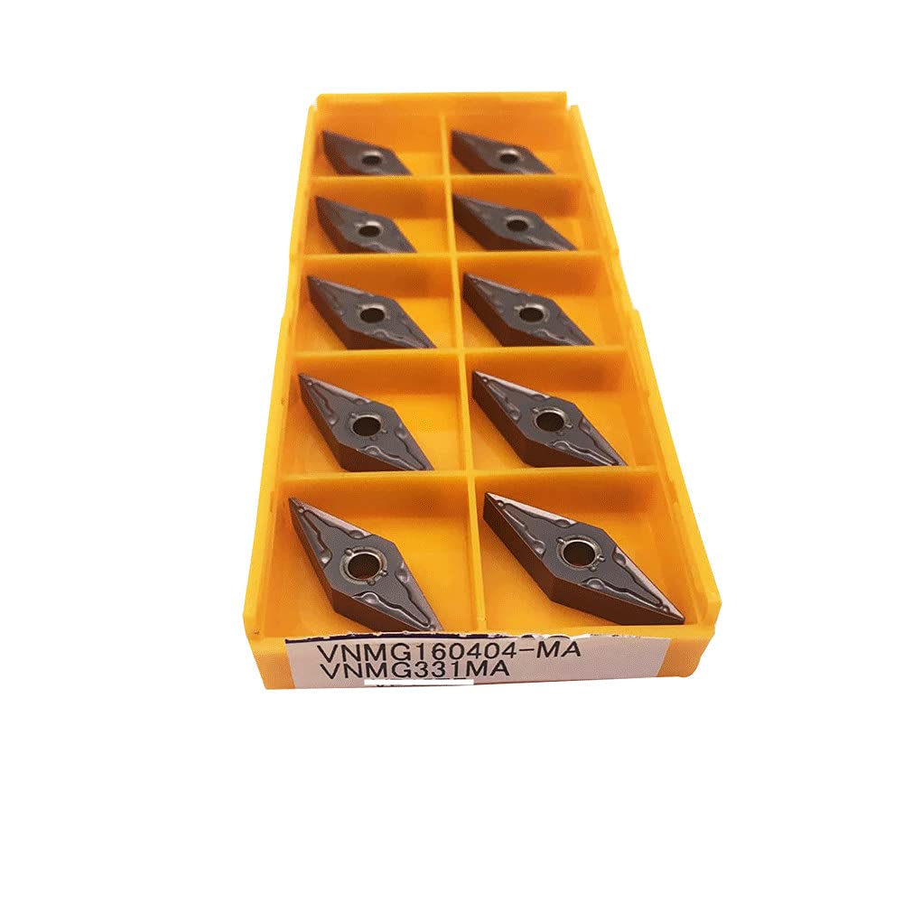 10PCS VNMG331/ VNMG160404 VNMG332/VNMG160408 CNC Lahe Indexable Carbide Turning Insert Cutting Blade for VNMG Turning Tool Holder, Multilayer Coated, 3/16" Thick, 1/64" Radius