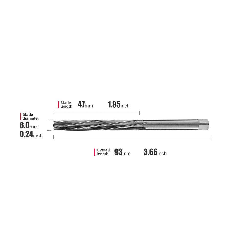 HSS Fixed Stem Guide Reamers Spiral 6mm，High Hardness H7 high Precision,1 pcs DRINYOUNG（6mm）
