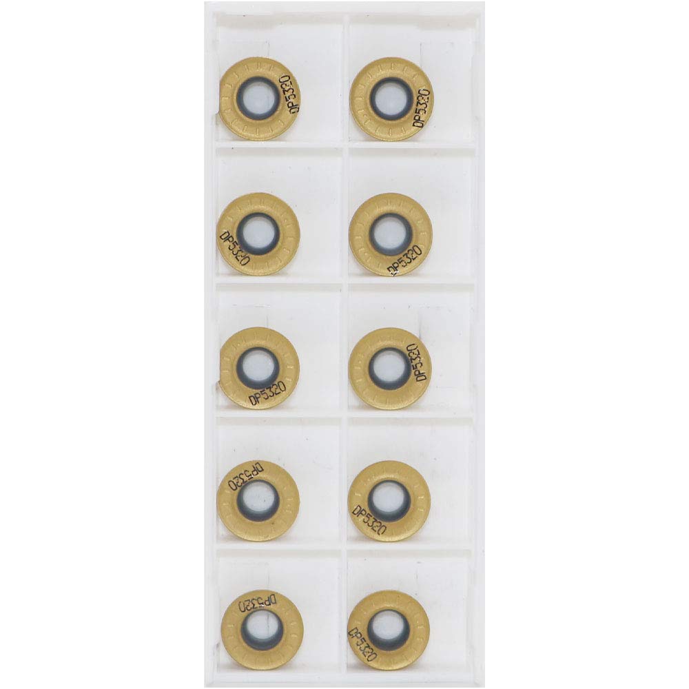 10pcs Carbide Milling Insert RPMT1204 （ R6）Round,CNC Milling Machine Indexable Milling Insert,Tungsten Steel Surface Golden Coating, Very Suitable for Processing Steel and Stainless Steel.