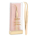 Eyelash Tweezer - 24K Gold-Plated Stainless - J-curved Tip for Precise Application - Applicator Tool for False