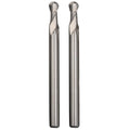 WKSTOOL 2Pcs 12mm Dia 2Flutes HSS M2 Ball Nose End Mill Flat Cutter CNC Slotting Cutting Profiling Router Bit for Steels Aluminum Copper Brass Bronze Cast Iron