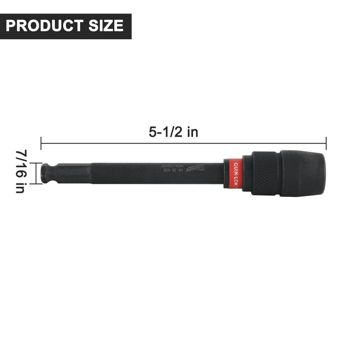 Extension Adapter for Milwaukee 48-28-1030 Quik-Lok 5-1/2 x 7/16 Hex