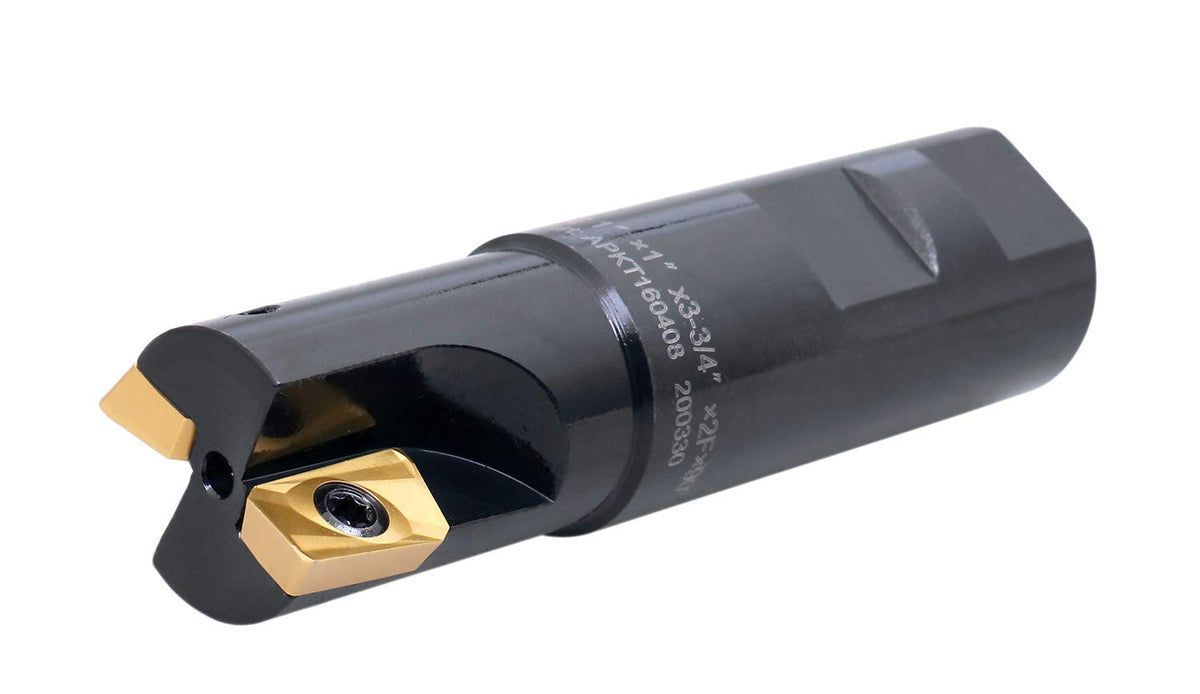 Accusize Industrial Tools 1'' 90 Deg Square Shoulder Indexable End Mill with APKT1604 Inserts, 0056-0921