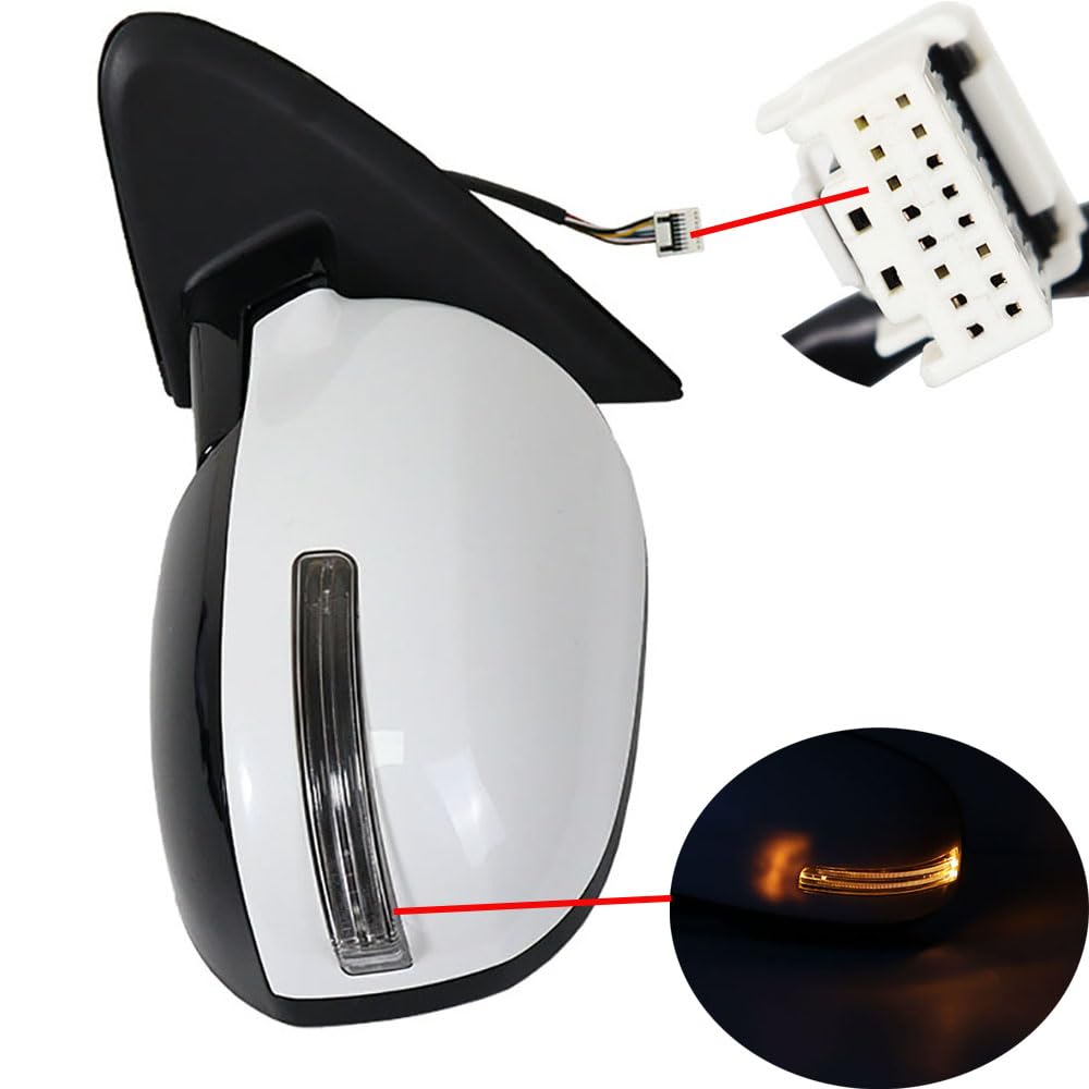 TiJeRa Power Left Door Mirror Heated Folding Compatible with Mitsubishi Outlander 2013-2020 LED Turn Signal Light